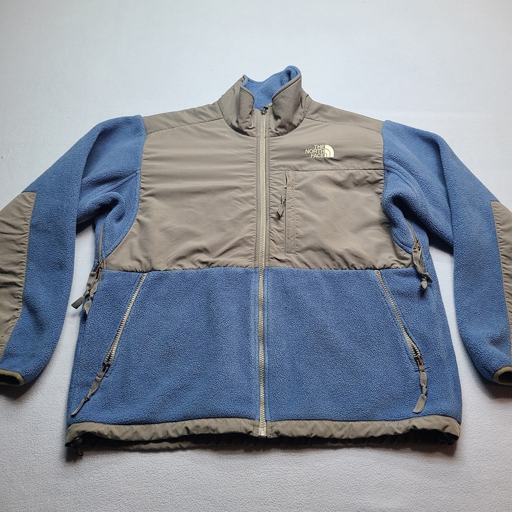 The North Face Denali Fleece Jacket Womens Large Blue Grey Excellent Full Zip